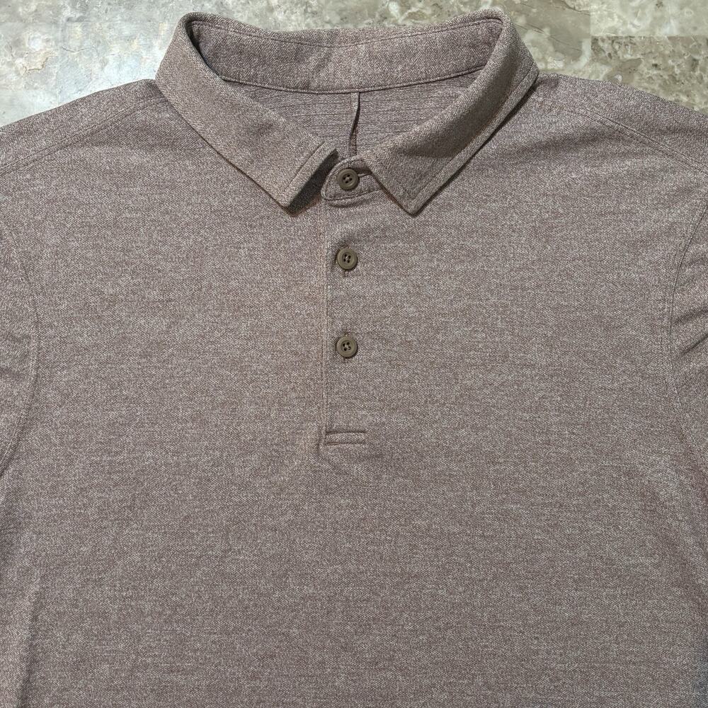 Lululemon Polo Shirt Mens Medium Muted Pink Evolution Short Sleeve Golf Tennis